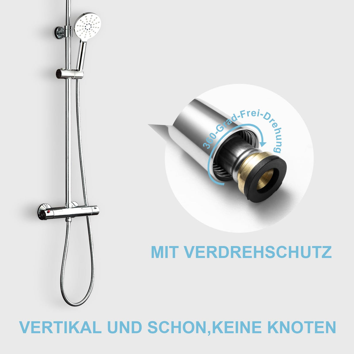 Shower Hose 1.2m Anti-Twist Stainless Steel High-Pressure – Chrome