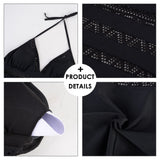 Costum de baie întreg modelator Litthing cu detalii din dantelă croșetată și decolteu în V – Negru L