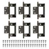 6-Piece Cabinet Door Hinges Full Recess Half-Wrap Vintage Bronze 87x16x1.5mm - Bronze