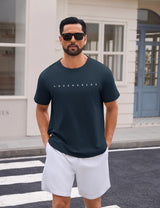 Men's Cotton Short Sleeve T-Shirt Letter Print Crewneck Relaxed Heavyweight – Los Angeles Blue S