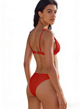 Women's Bikini Set Triangle Top & Thong Two-Piece Swimwear – Solid Colour