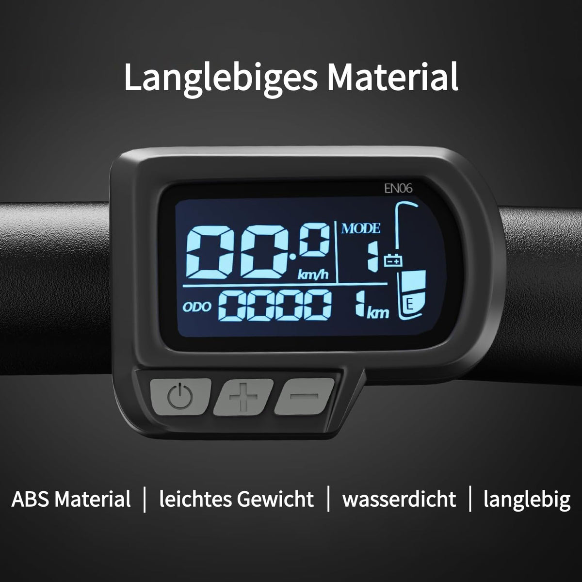 E-Bike LCD Display EN06 Speedometer Waterproof 6-Pin for 24–60V – Black