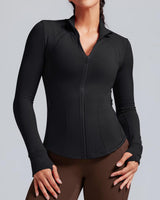 Women's Running Jacket Slim Fit Long Sleeve Mesh Vent – Black XL