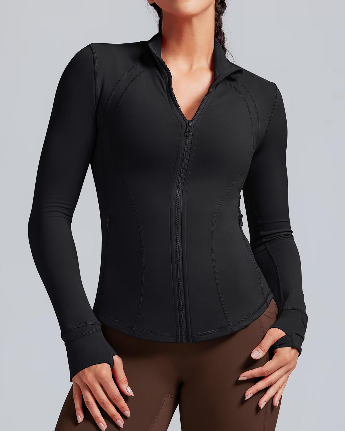 Women's Running Jacket Slim Fit Long Sleeve Mesh Vent – Black XL
