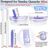 Removable Leakproof Tumbler Lids Set of 2 360° Easy-Clean Dustproof – Fits Stanley