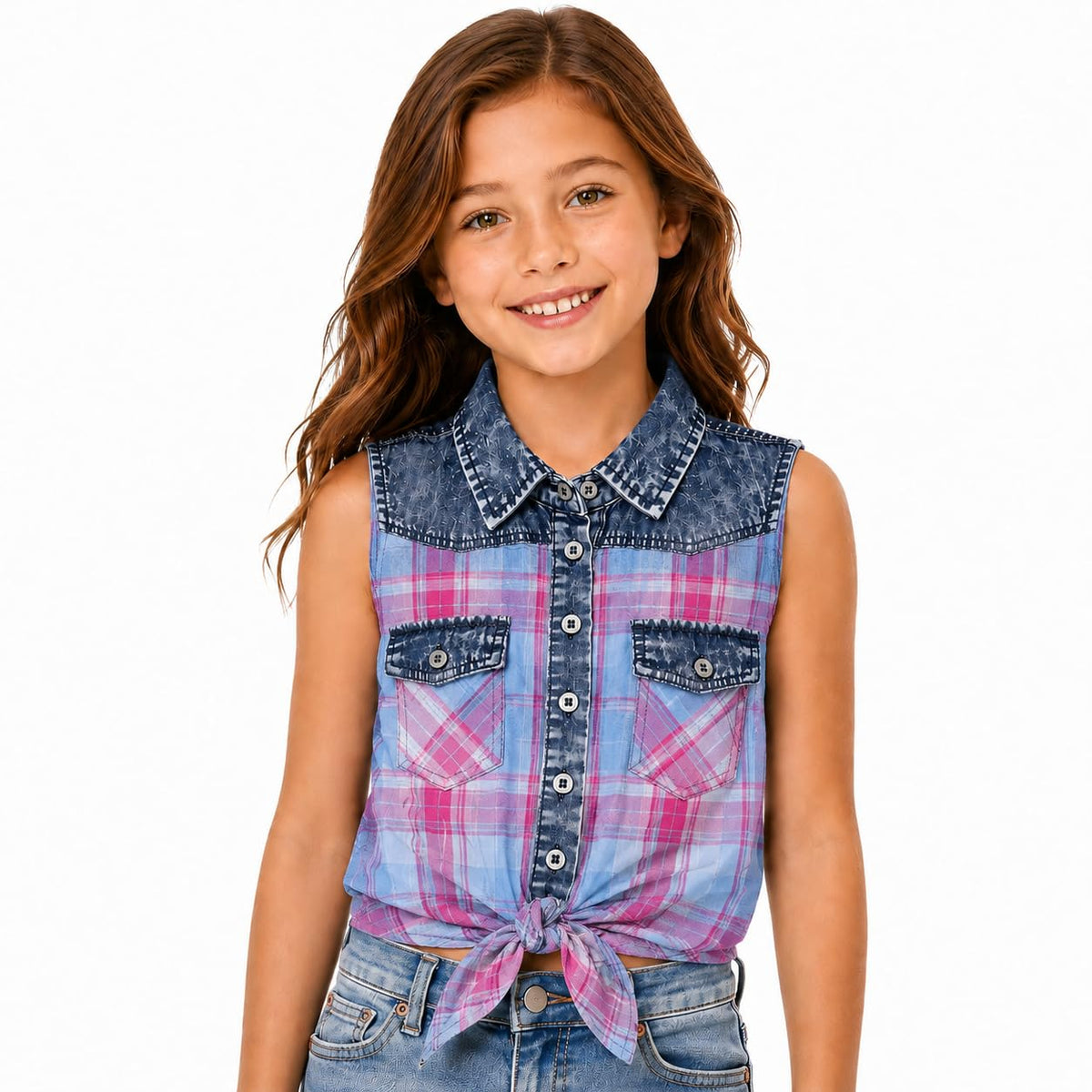 Girls' Cotton Blouse School Shirt Short-Sleeve – Red Size 14 (11-12 yrs)