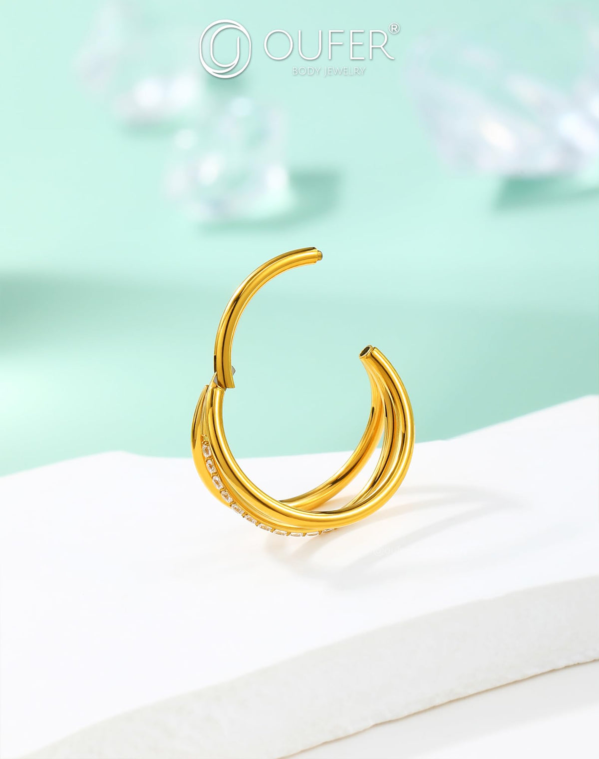 Cercel piercing helix / tragus / sept din oțel chirurgical 316L 16G OUFER – Auriu