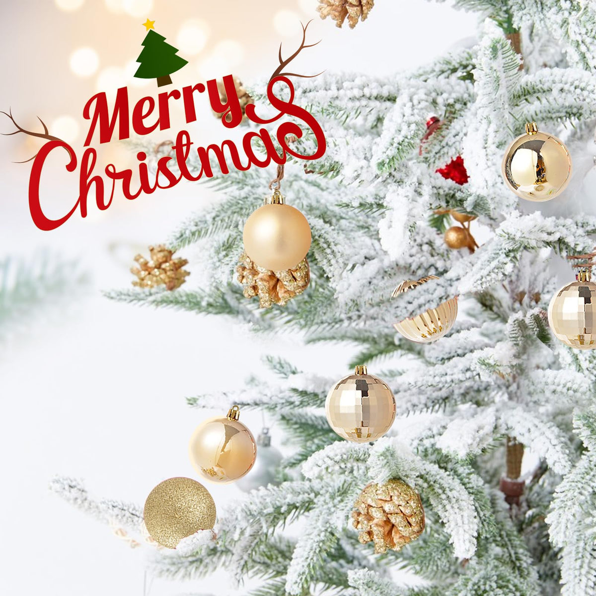 42 pieces small Christmas balls gold 6 different designs plastic Christmas tree balls 3 cm mini Christmas balls plastic Christmas tree balls fir tree Christmas tree decoration balls