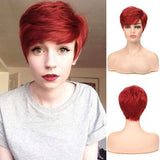 Short Pixie Wig Synthetic Heat-Resistant Layered – Red