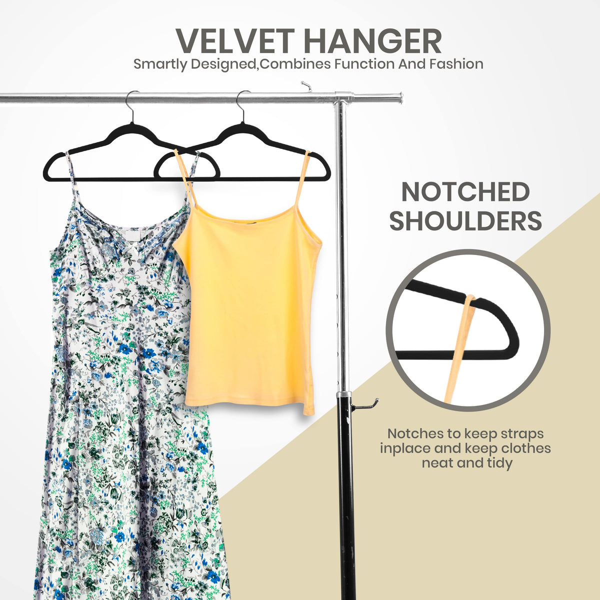Utopia Home Premium Velvet Hangers 50 Pack - Non Slip & Durable Hangers - Black Hangers with 360 Degree Swivel Hook - Heavy Duty Hangers
