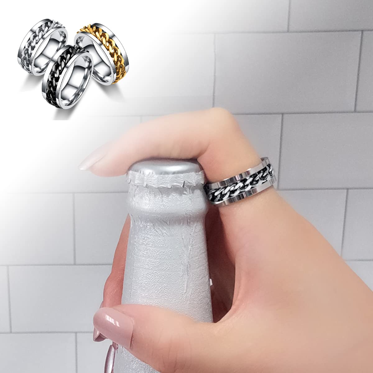 5-piece Stainless Steel Bottle Opener Ring Set Portable – 19/20/21/22/23mm