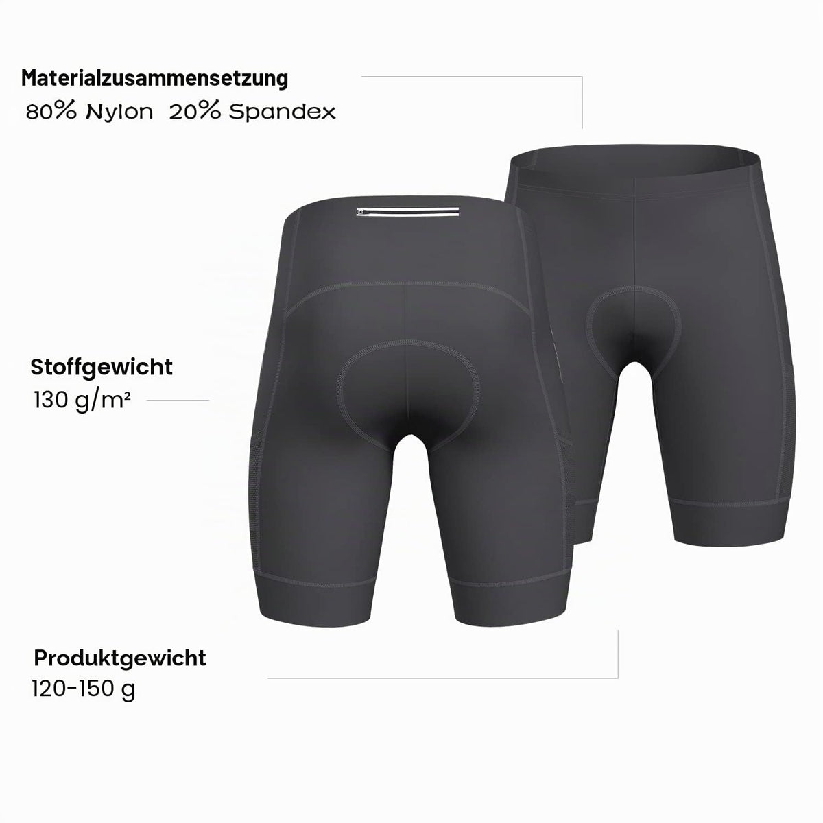 Men's Cycling Shorts 4D Padded Quick-Dry Reflective Stripes – Grey S