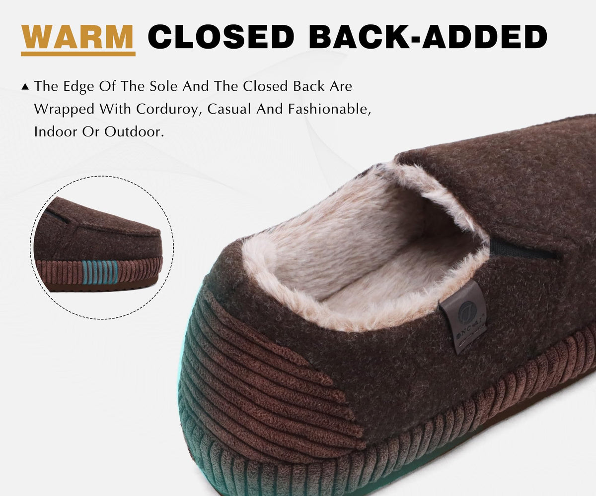 Men's Slippers Cotton Blend Corduroy Non-Slip Indoor/Outdoor – Black/White EU 45
