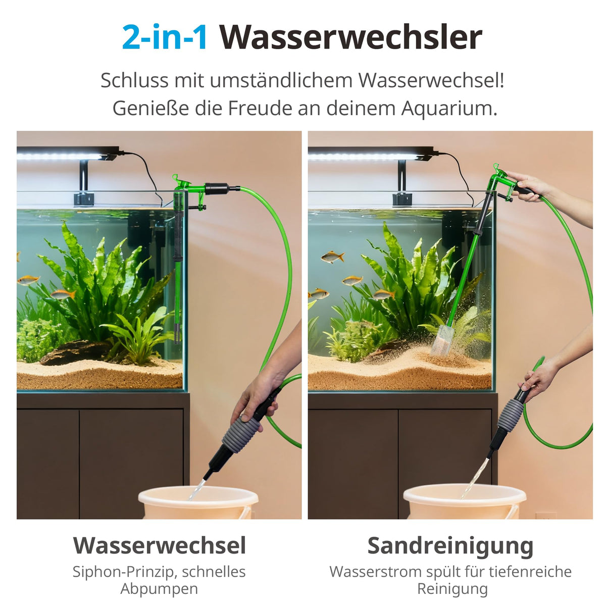 NICREW Aquarium Gravel Cleaner Hand-Operated Water Changer Vacuum