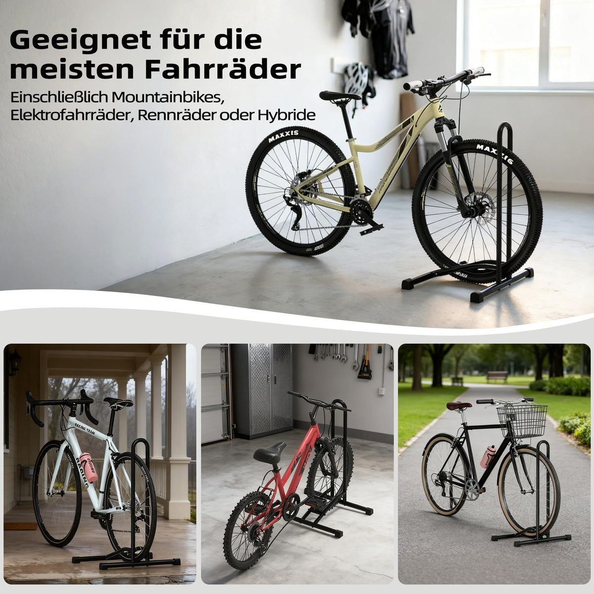 Floor-Mounted Detachable Bike Stand Heavy-Duty – Black