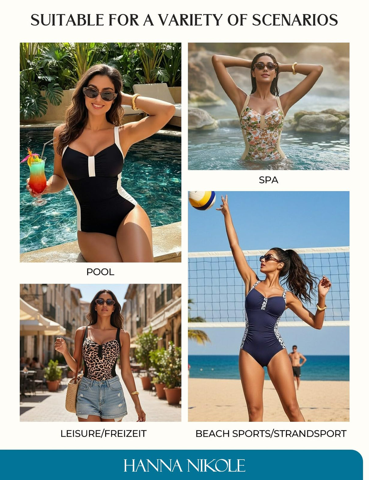 Slimming One-Piece Swimsuit Criss-Cross Backless – Black/White 2XL