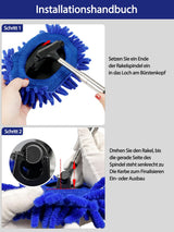 3-in-1 Car Window Cleaner Squeegee Brush Extendable Handle with Microfibre Pad – One Size