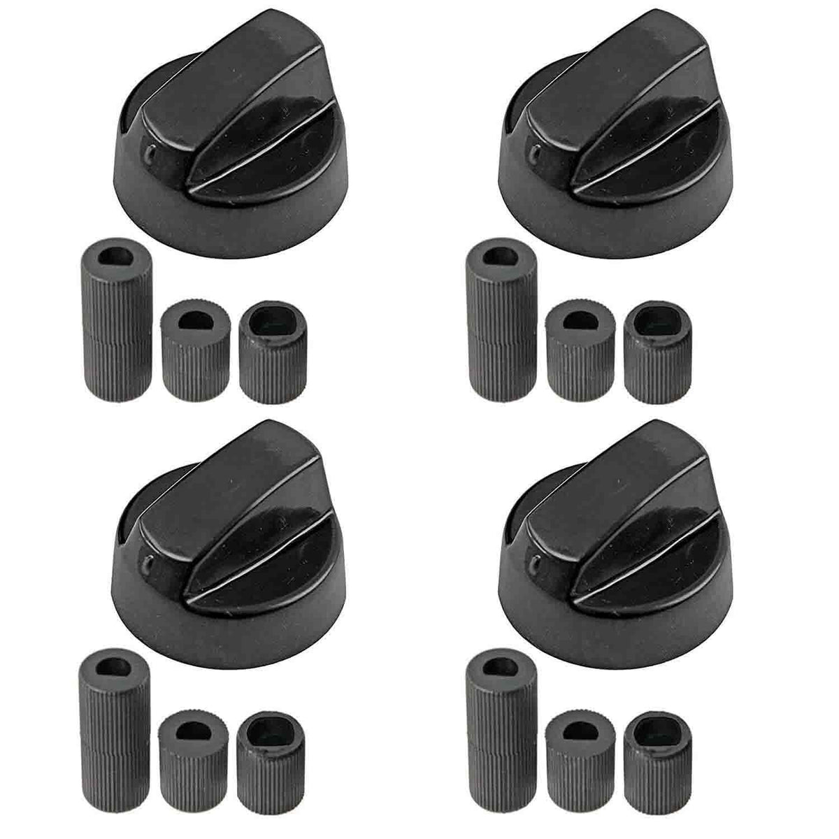 Recamania Universal Oven, Stove, or Microwave Knobs (4 pcs) | Replacement Compatible with All Brands | 6 and 8 mm Shafts Included