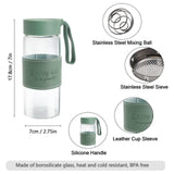 Shaker sticlă pentru proteine și smoothie 480 ml cu sită de mixare – Transparent