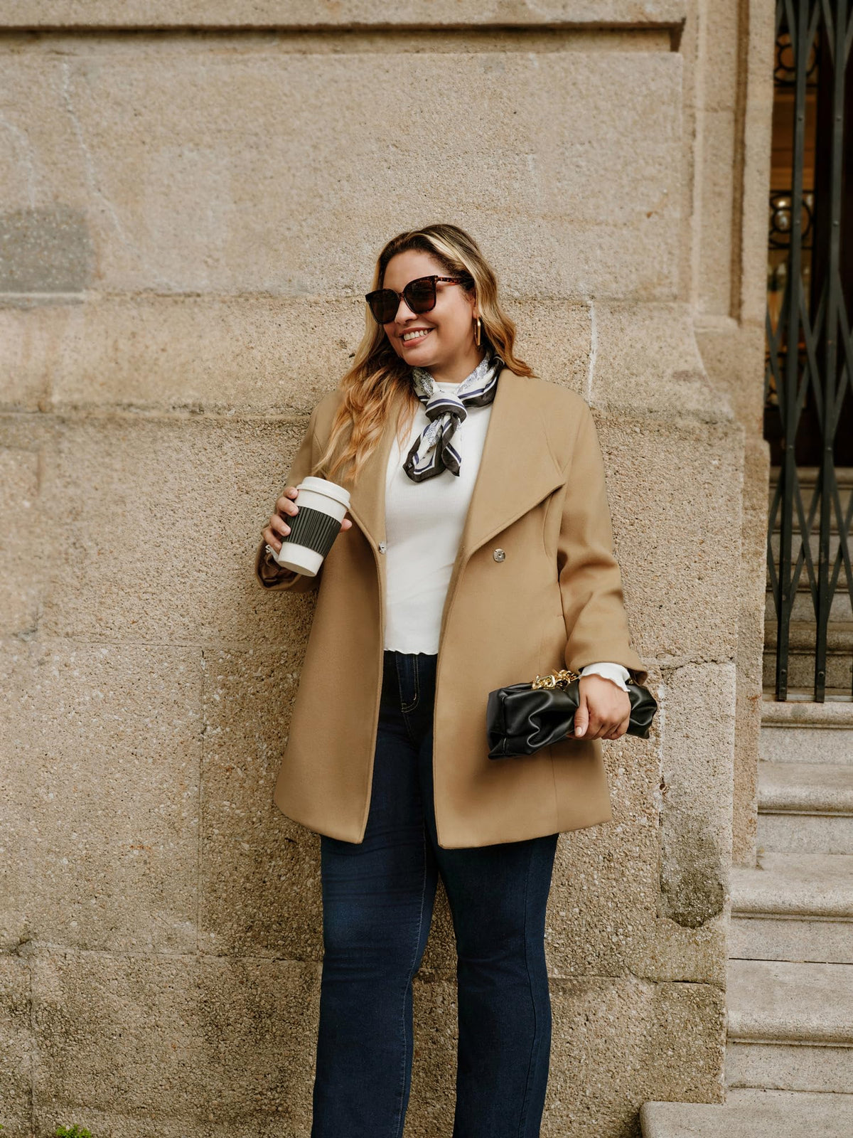 Women's Trench Coat Windproof with Belt Elegant Warm Winter Coat – Khaki 46