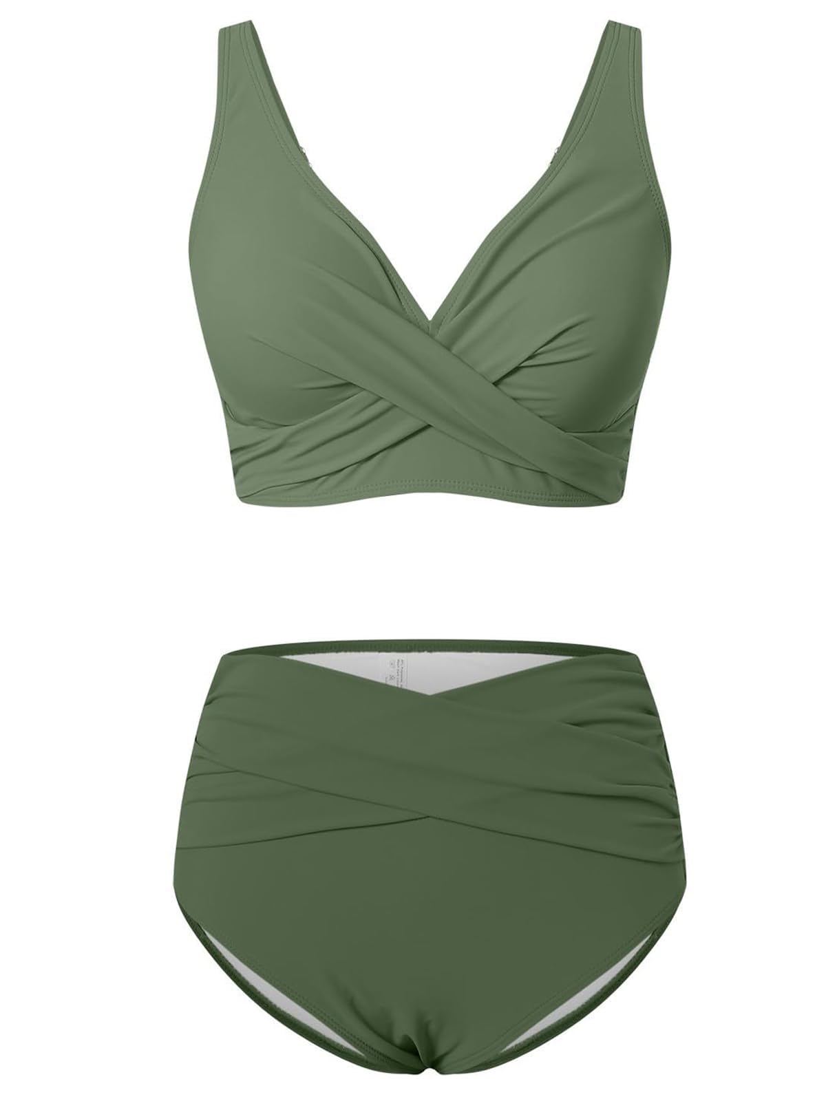 Costum de baie 2 piese triunghi Sangdut talie înaltă – Verde S