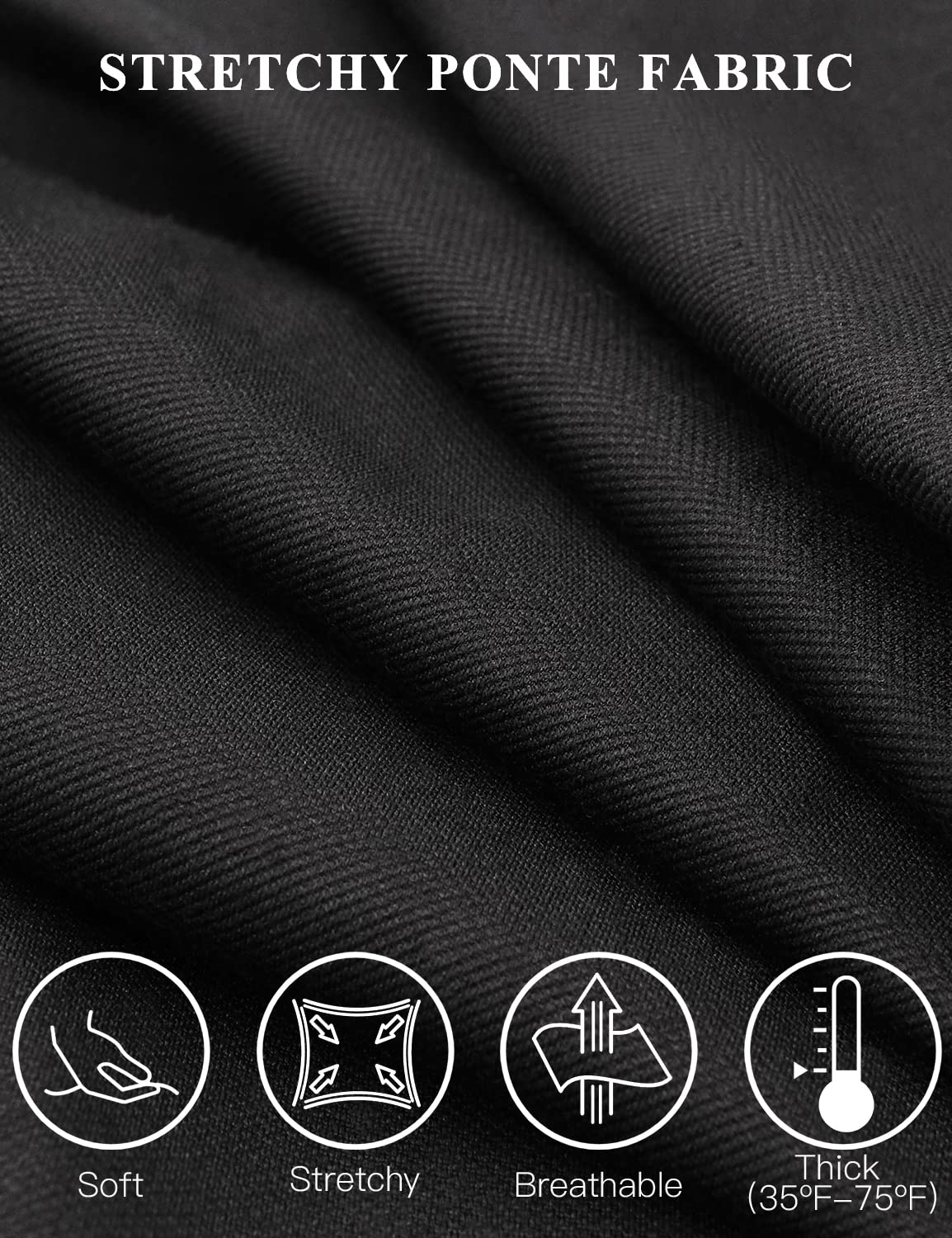 Pantaloni eleganți elastici bootcut office damă Tapata cu 4 buzunare – Negru XL (lungime 76 cm)