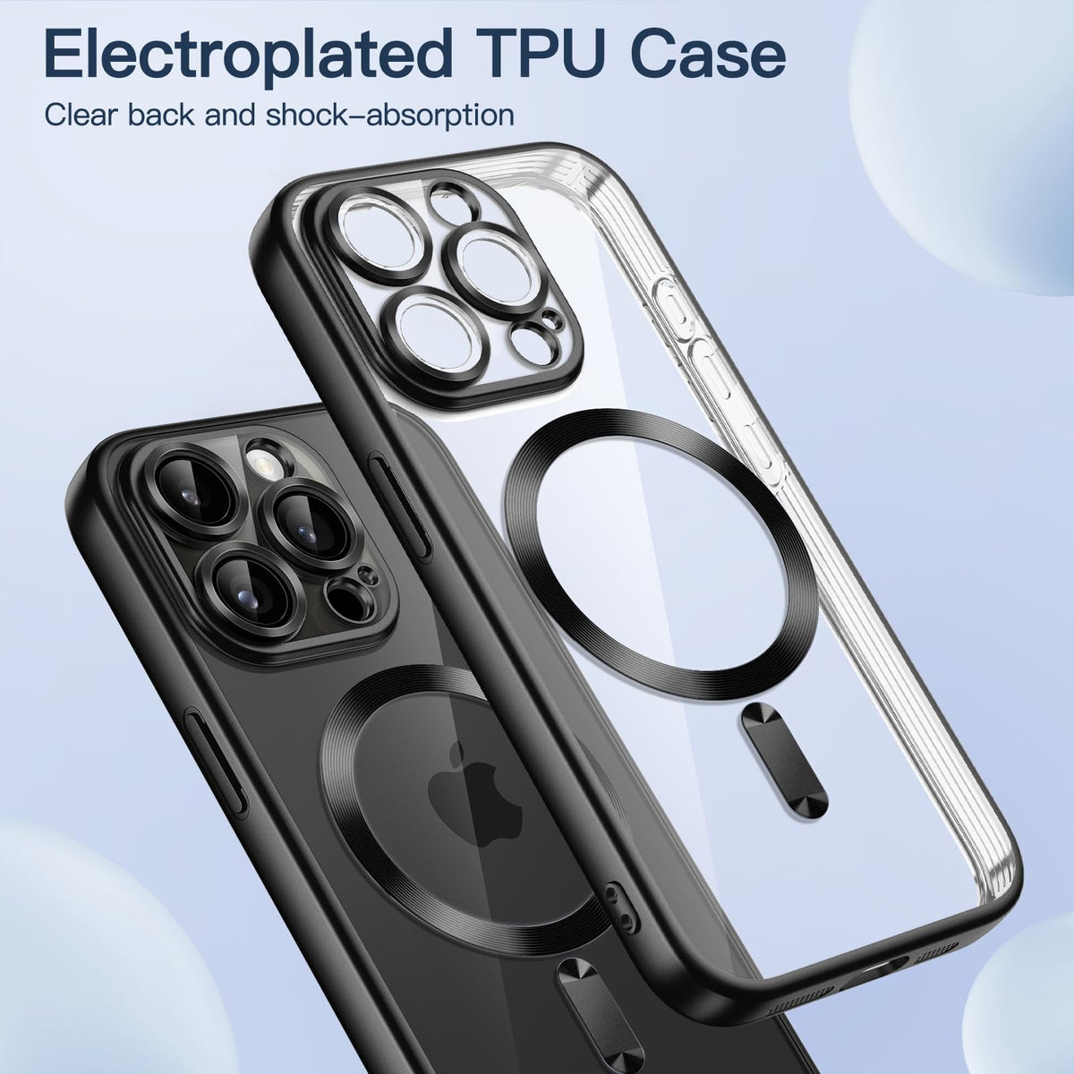 JETech Soft Clear Case Shockproof for iPhone 15 Pro Max – Matte Black 6.7 inch