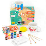 DIY Ceramic Painting Set 2 Mugs 12 Colours 4 Brushes 2 Palettes – 2 Mugs