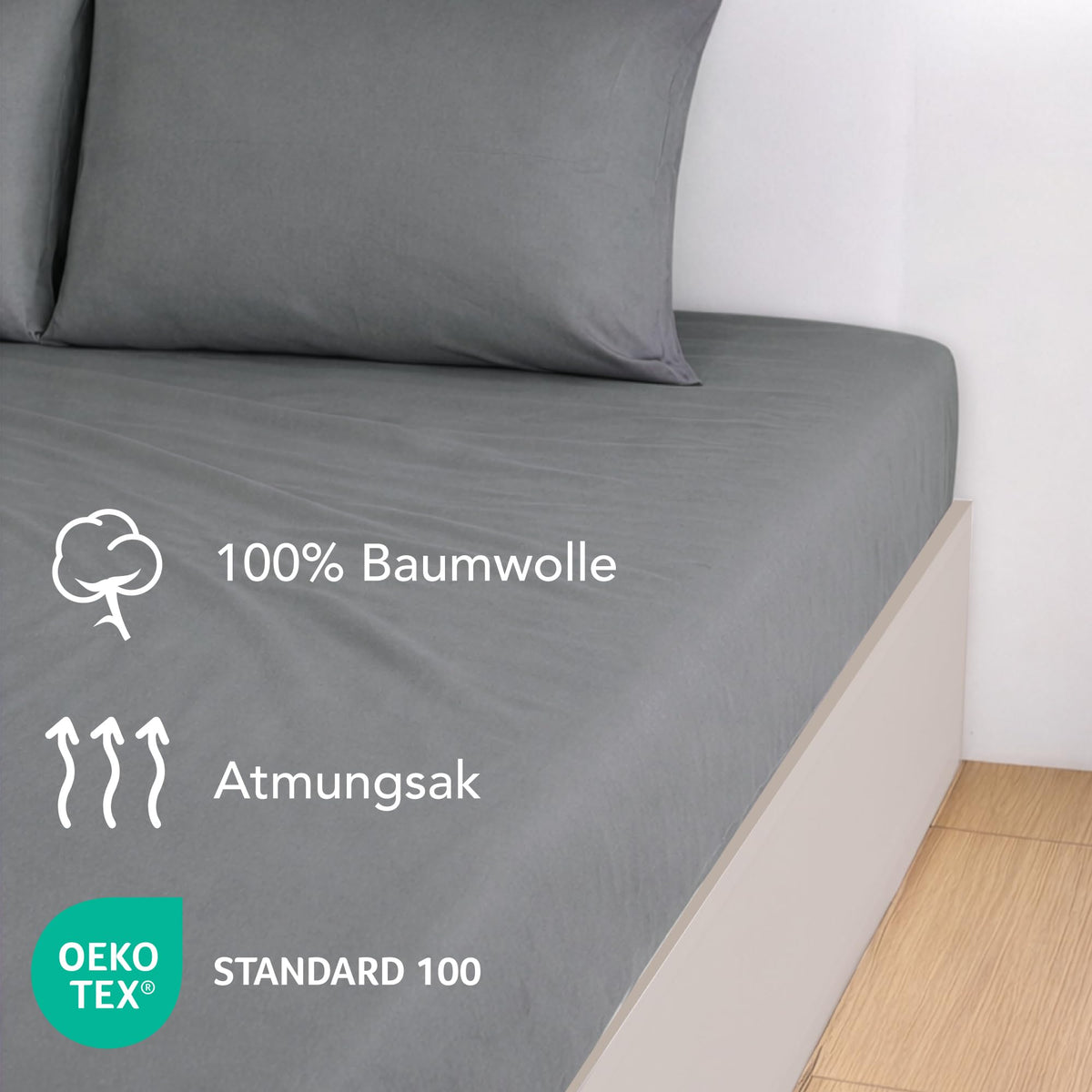 Cearșaf de pat cu elastic 200x200 cm din bumbac jersey 100% hipoalergenic – Antracit
