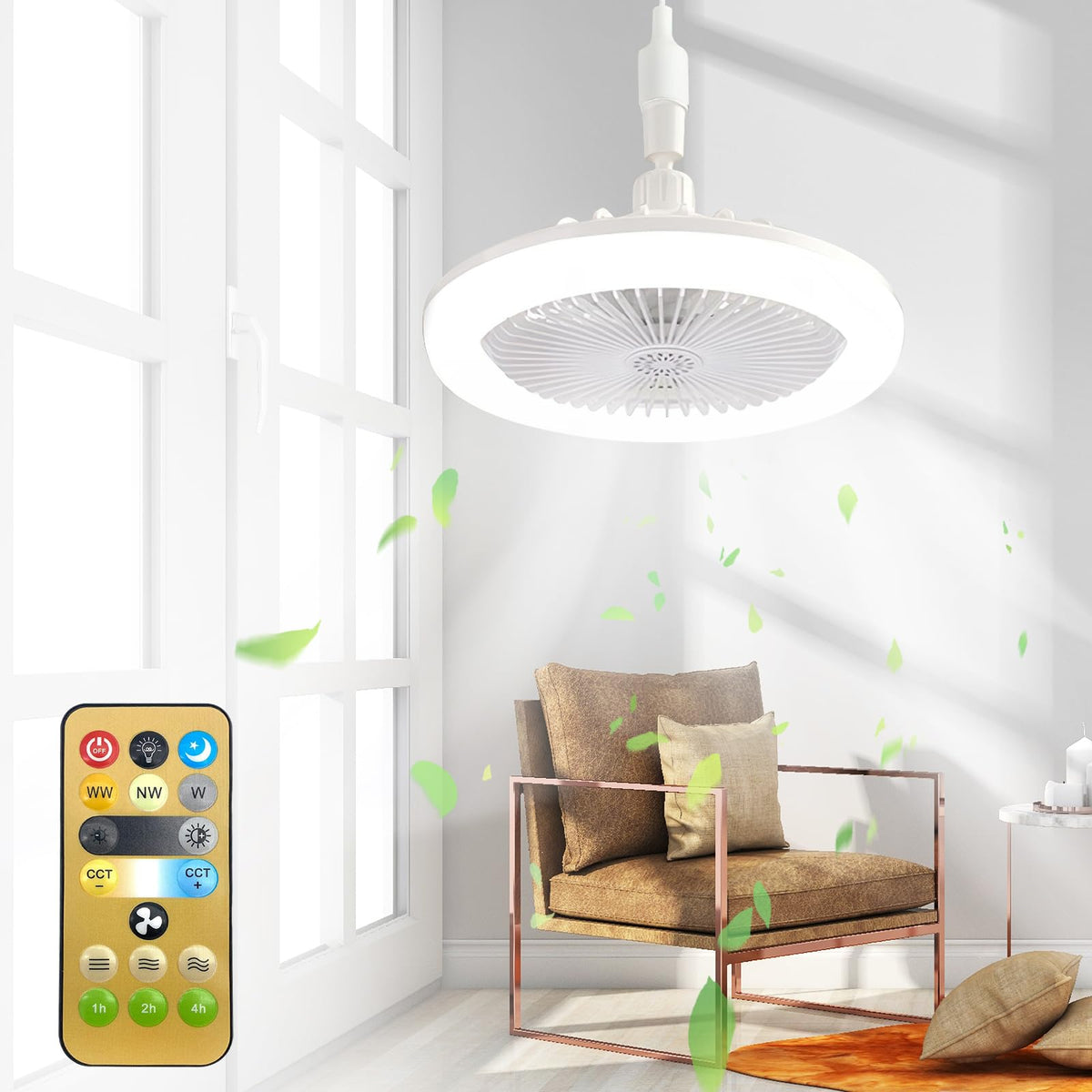 Lustră ventilator de tavan cu LED și dulie E27 cu telecomandă XiXiRan