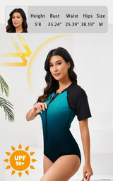 Tricou costum de înot damă Halcurt cu fermoar și protecție UV UPF 50+ – L