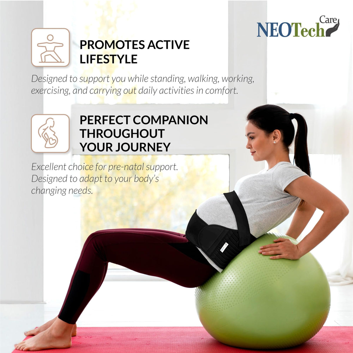 Centură de susținere prenatală NEOtech Care suport lombar și abdominal – Negru M