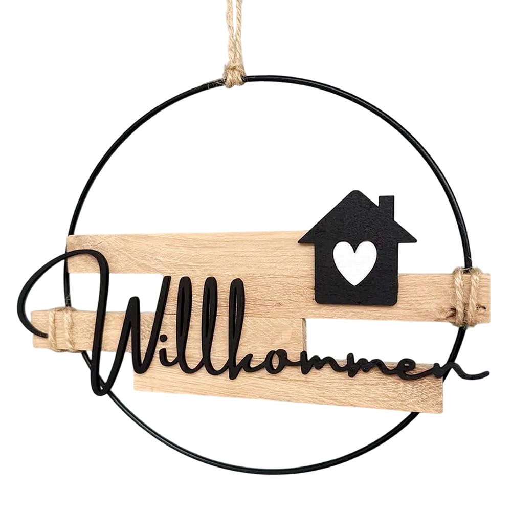 Door Wreath Metal Welcome Sign All-Seasons Front Door Decoration