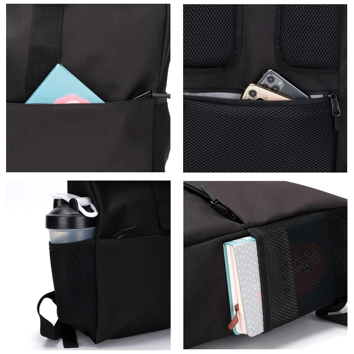 MoFut backpack women large backpack men large school backpack with many compartments with 15.6" laptop compartment, unisex roll top backpack waterproof, casual backpack school leisure university work hiking.