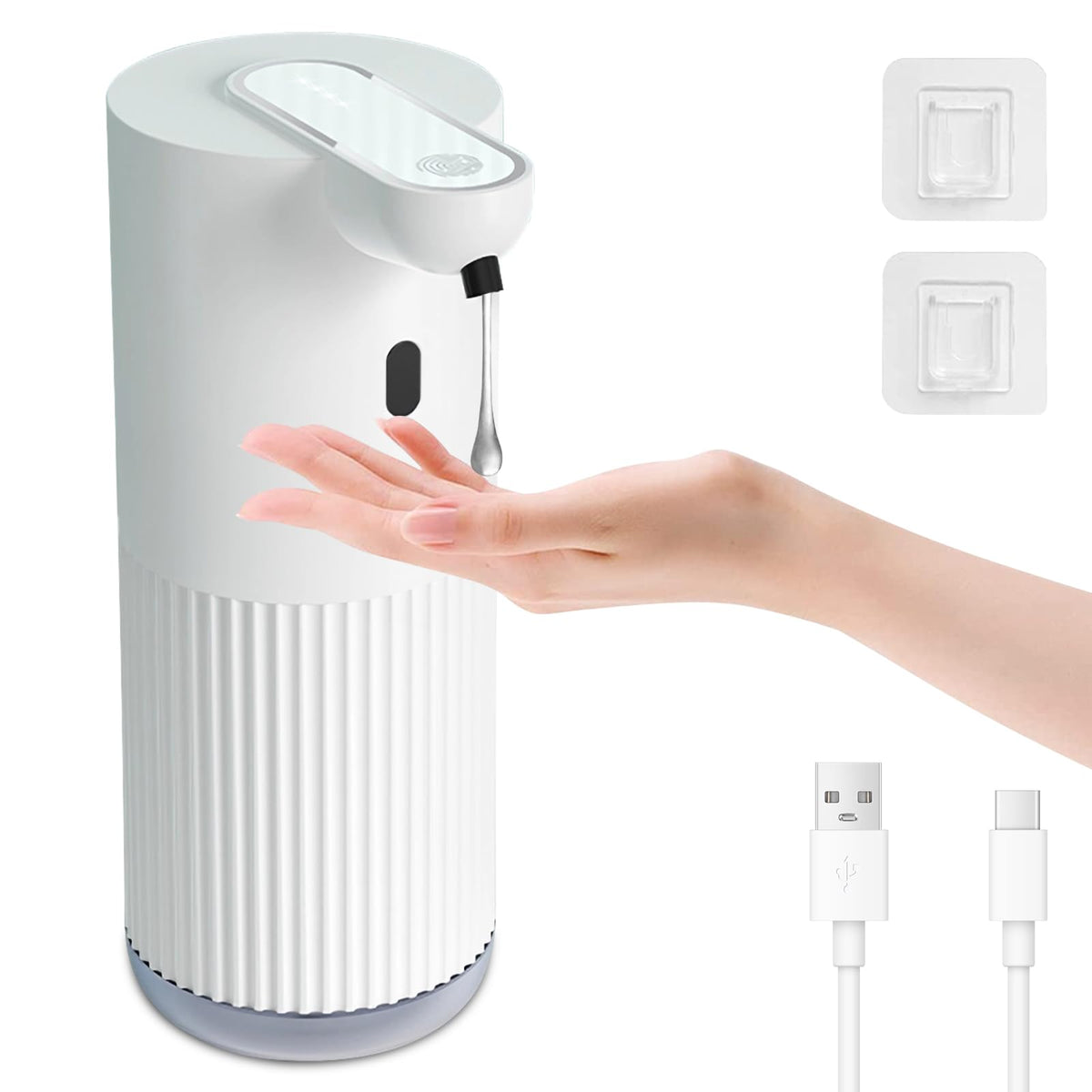 Automatic Soap Dispenser 400ml Touchless 4-Level IPX5 Wall-Mount – White