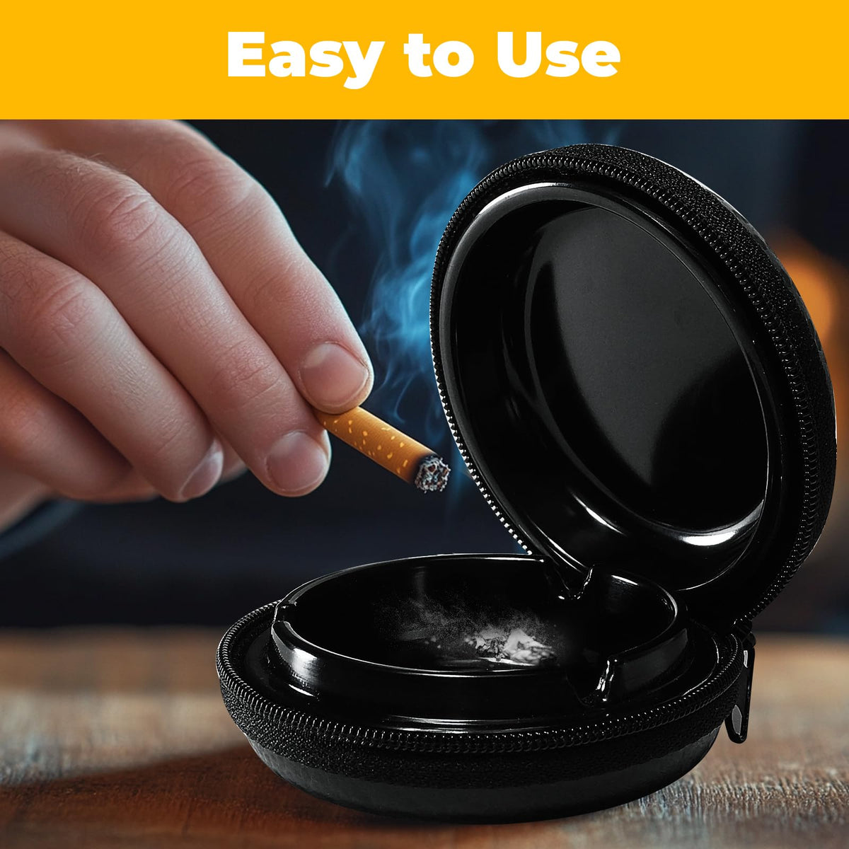 Pocket Ashtray Portable Travel Ashtray with Lid Keychain Outdoor Camping – Keyring