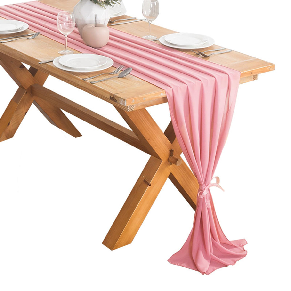 Chiffon Table Runner 3m Romantic Sheer Tulle Wedding Party Decoration – Pink