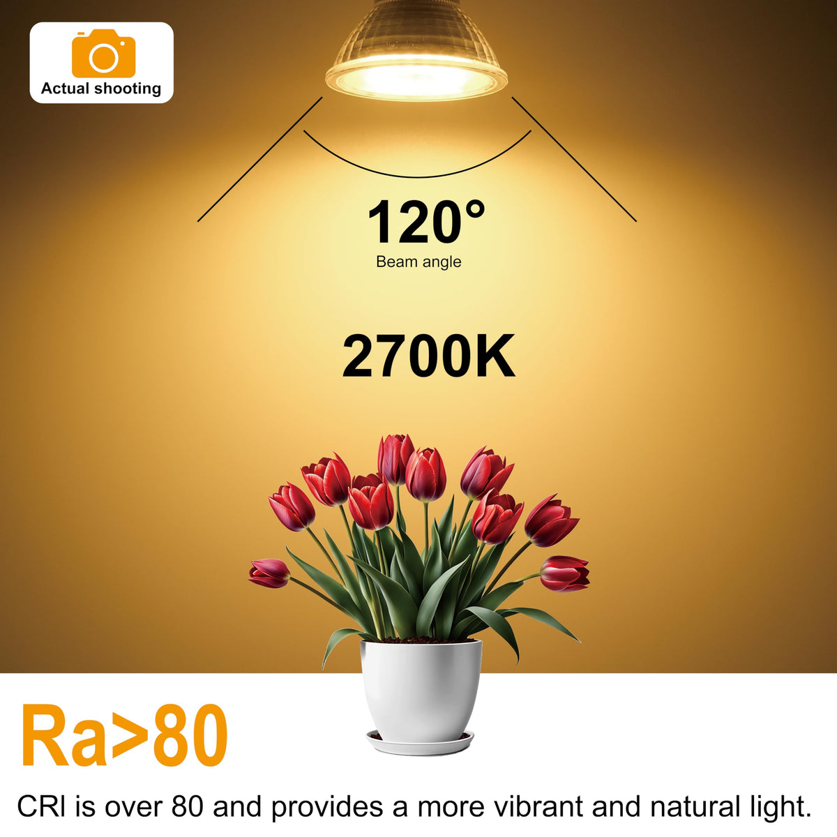 Becuri LED MR16 GU5.3 6W 12V 2700K lumină caldă unghi 120 grade, set 6 bucăți