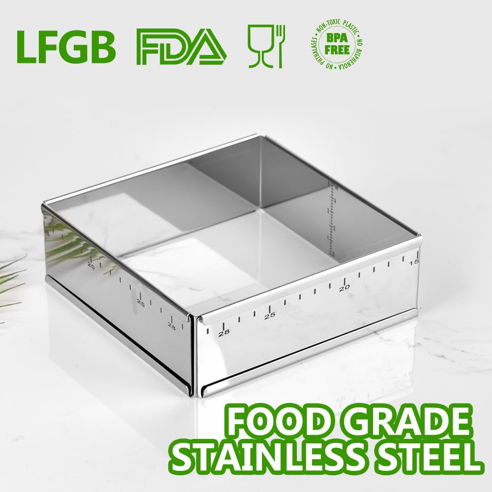 Adjustable Baking Frame Stainless Steel Rectangular Cake Pan 15-28cm – Silver