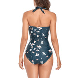 Smismivo Costume da Bagno Intero da Donna con Controllo della Pancia Push up Costume Intero Donna con Halter Imbottito Elegante Curvy Costumi da Bagno Donna Spiaggia Estate Beachwear