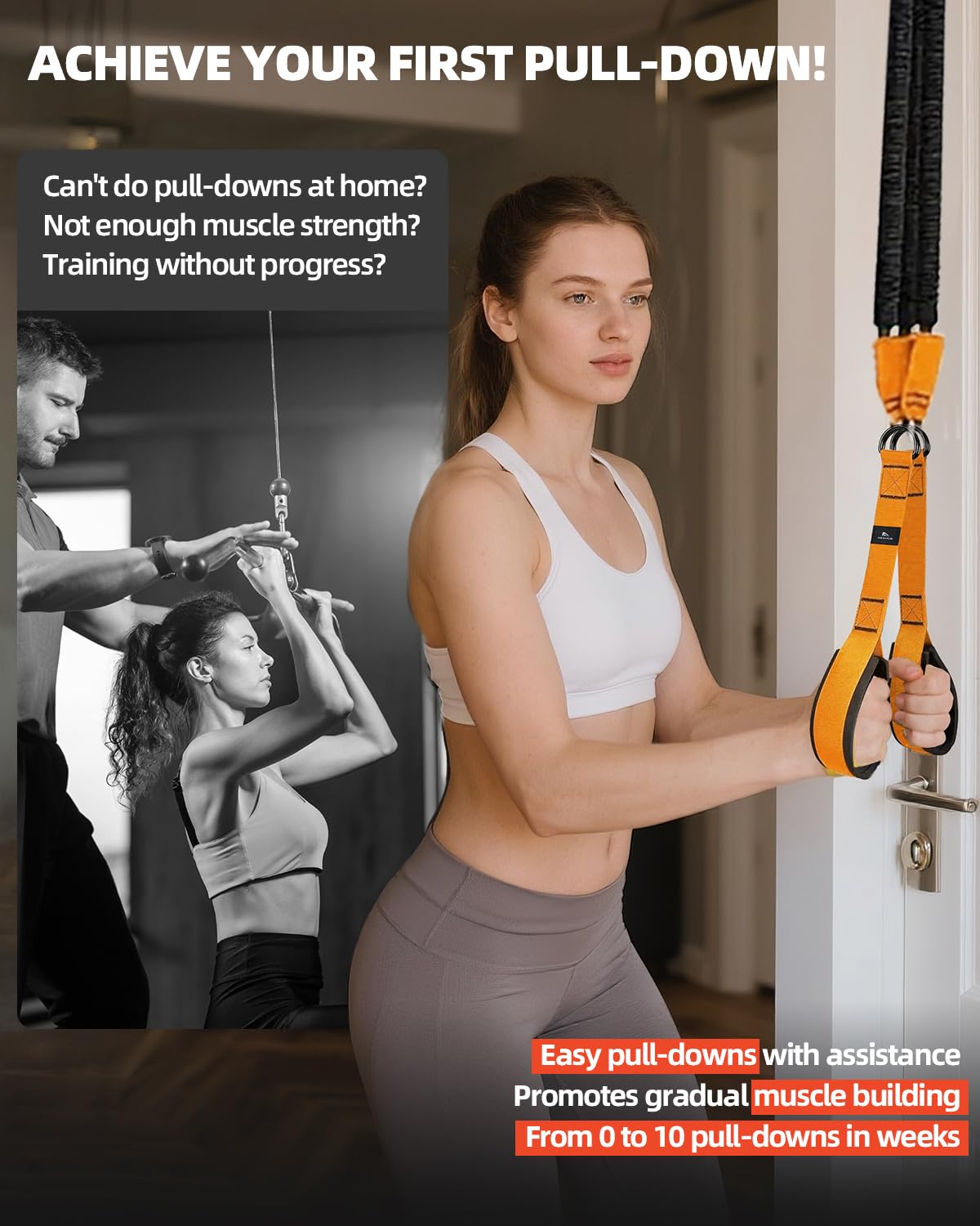 Set benzi elastice de rezistență fitness reglabile 75–300 lbs cu ancoră de ușă