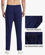 Pantaloni de pijama lejeri pentru bărbați din modal moale cu buzunare, set 2 bucăți – Negru/Bleumarin XXL