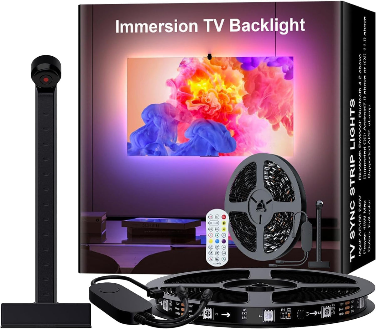 Lumtang 7M LED Backlight, TV Backlight Color Picking Device for 85-105 inch TV, Bluetooth App Control