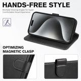 Husă tip carte din piele ecologică TUCCH protecție RFID pentru iPhone 15 Pro – Negru