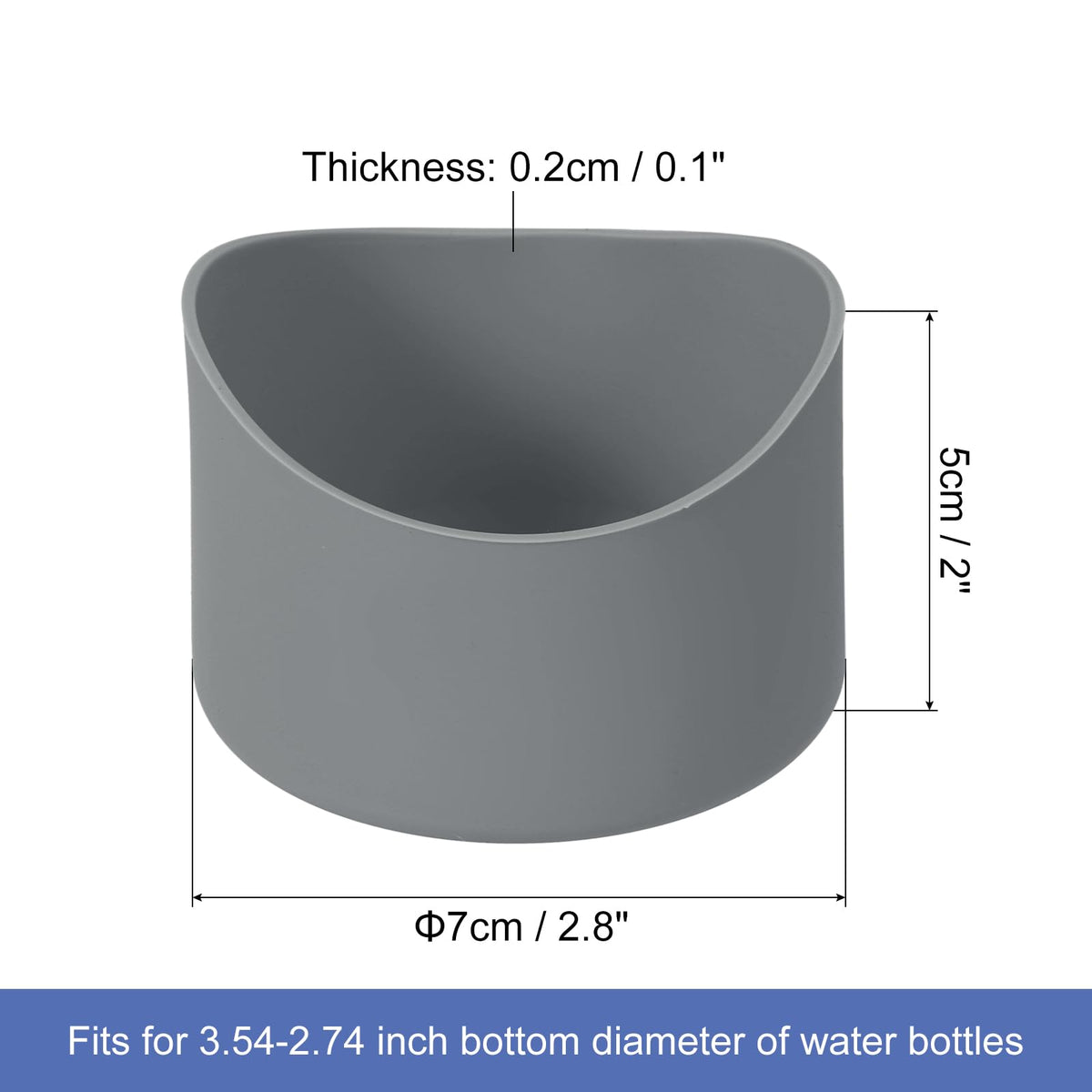 Silicone Bottle Base Sleeve 2-Pack 7cm Non-Slip for 12–24oz Bottles – Dark Grey