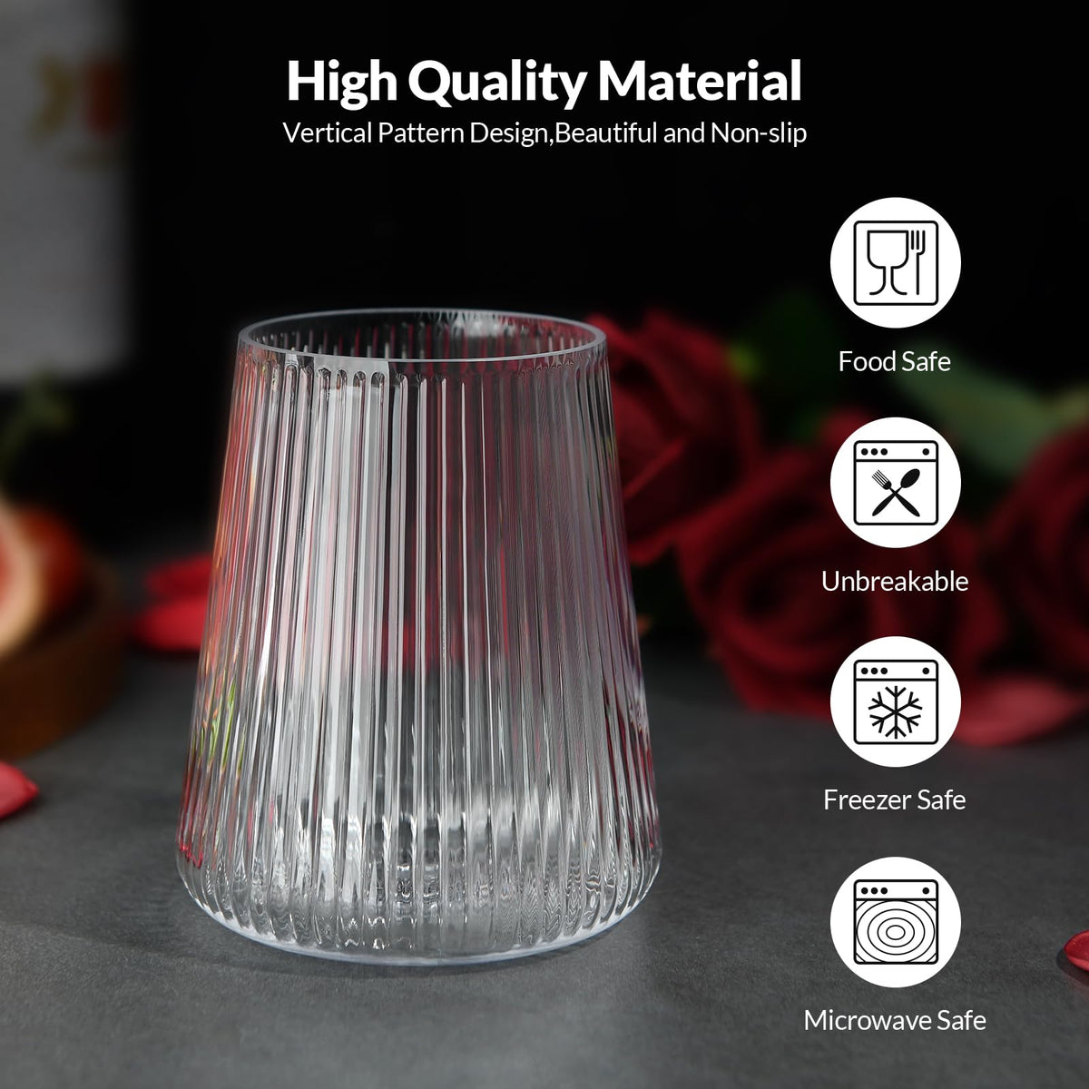 Pahare incasabile din plastic Tritan fără BPA hotder 354 ml, set 4 bucăți