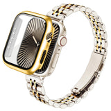 Brățară din inox cu carcasă de protecție pentru Apple Watch 40mm Seria 6/5/4/SE – Starlight/Auriu
