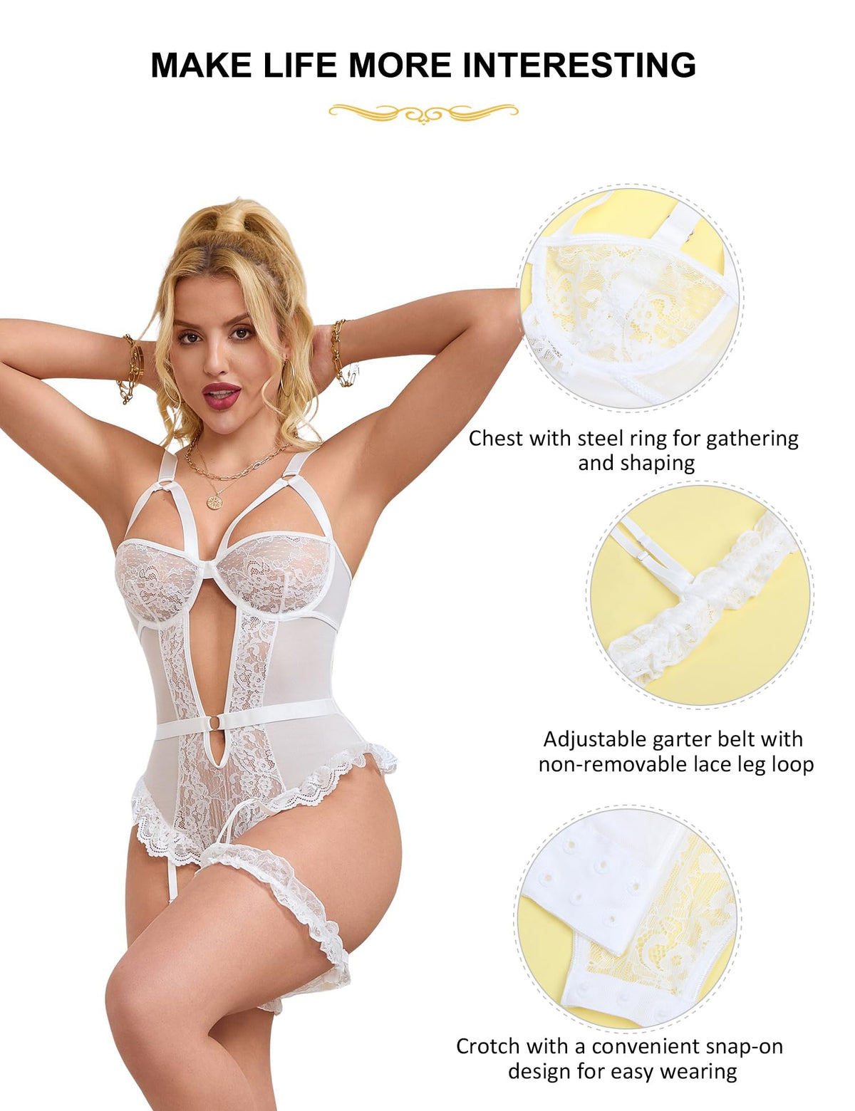 Sexy Body Lingerie Teddy Bodysuit Lace Underwire Bra – Plus Size