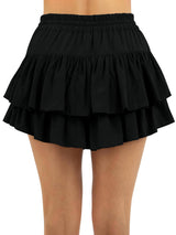 REORIA Women Frill Mini Cupcake Skirt Pleated A-line – Black
