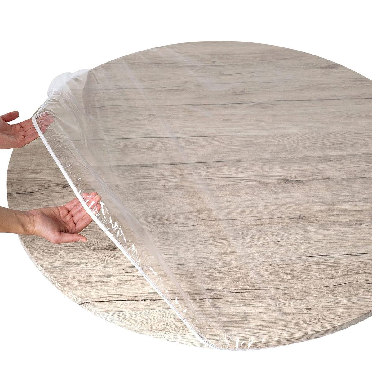 Round Elastic Tablecloth Weatherproof Outdoor Transparent with Elastic Band – Transparent 180 cm